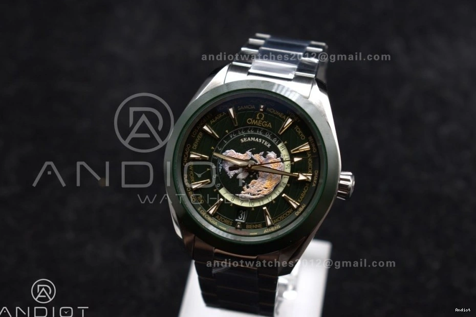 Worldtimer Best Green on A8938 Aqua 1:1 Bracelet Terra 43mm GMT SS Clone Super VSF Edition Ceramic 1123